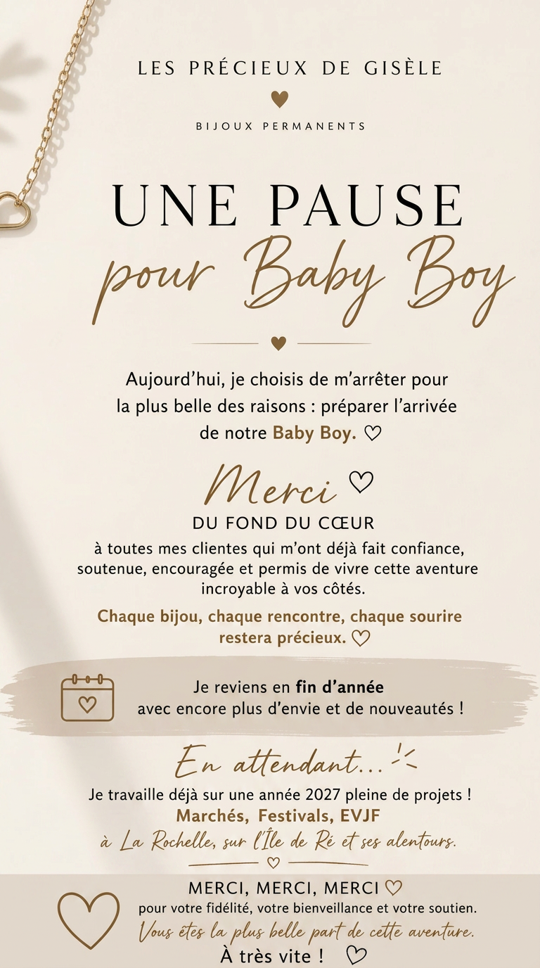 Une pause pour Baby Boy — Je reviens en fin d'année 2027 avec encore plus d'envie et de nouveautés